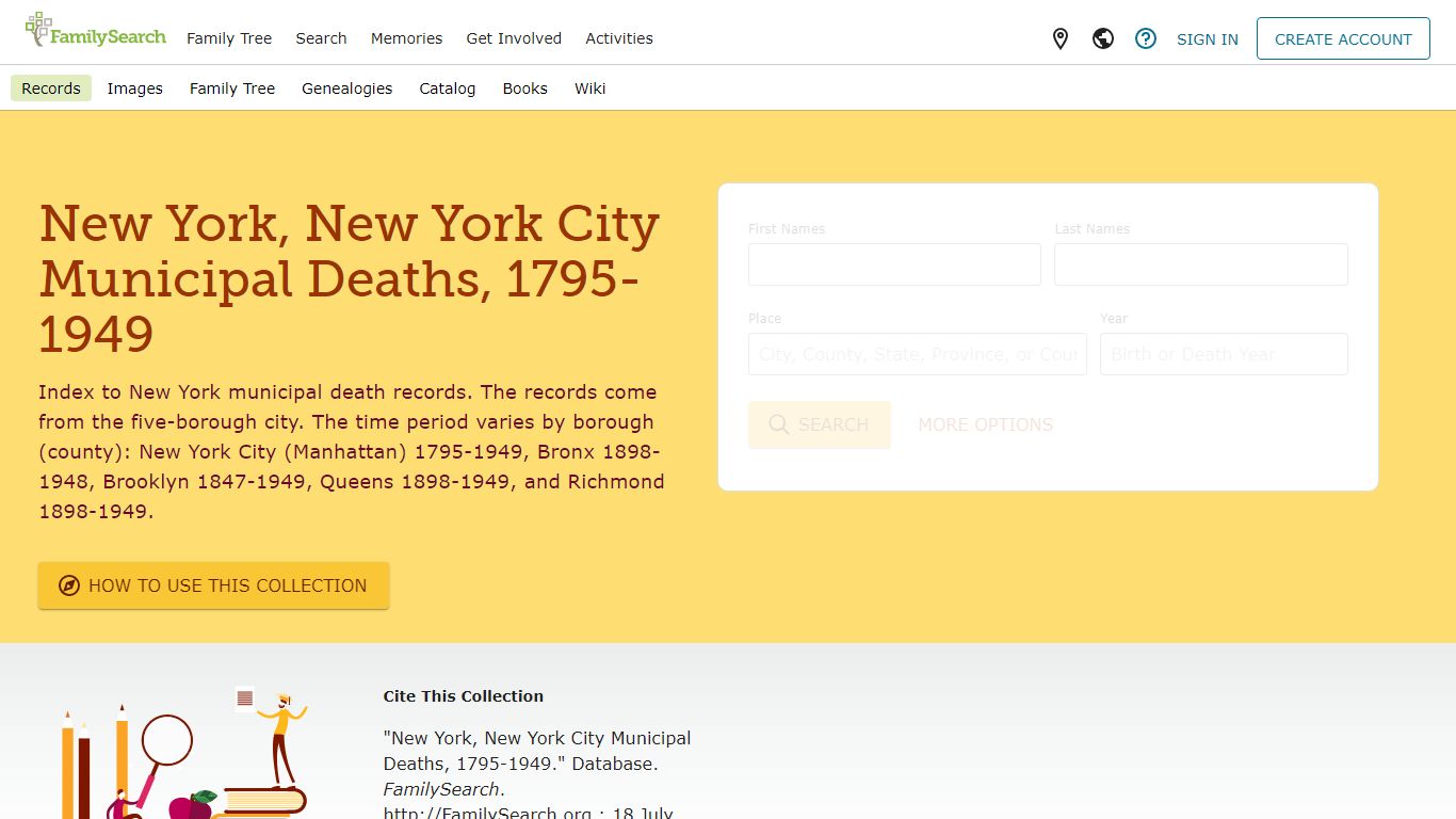 New York, New York City Municipal Deaths, 1795-1949 - FamilySearch
